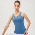 Débardeur de sport pro pour femme bleu ciel avec dos nageur pour le fitness et yoga - Bleu gris