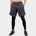 Dunkelgraue Herren-Laufshorts mit schwarzen Kompressions-Leggings im 2-in-1-Lagen-Design - S / Grau