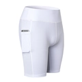 White high-waisted yoga shorts with side pockets and breathable mesh panels - White