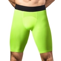 Pantaloncini a compressione sportivi da uomo verde fluo con inserti in mesh - Verde Fluorescente