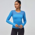 T-shirt de sport bleu pour femme à séchage rapide avec empiècements en mesh et manches - XS / Bleu
