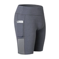 Short de yoga gris foncé à taille haute avec poche latérale et détails en mesh - XS / Gris