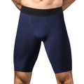 Pantaloncini a compressione Pro da uomo blu navy con mesh traspirante e elastico nero - Blu navy
