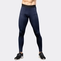 Men's Pro compression running pants in navy blue with elastic waist for gym training - Navy Blue