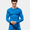 Set sportivo a compressione blu reale da uomo con trama a nido d'ape 3D e pantaloni lunghi - S / Blu