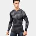 Men's 3D print long sleeve compression shirt with honeycomb texture in dark grey - S / Snake Scales