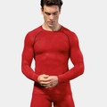 Red 3D printed compression fitness suit with honeycomb texture and long sleeves - S / Tops / Red With Black Line