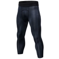 Men's high-elastic compression cropped pants with geometric texture and wide waistband - Black