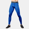 Men's compression tights in bright blue with black stitching and elastic waist - S / Blue