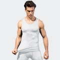 Canotta fitness bianca da uomo con trama a nido d'ape traspirante per allenamento sport - S / Bianco