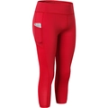 Women's red high waisted cropped yoga leggings with side pockets and elastic fit - S / Red