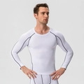 Men's white compression long sleeve shirt with black stitching and athletic fit - M / White