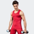 Canotta a compressione 3D rossa da uomo con trama a nido d'ape per fitness e corsa sport - S / Rosso