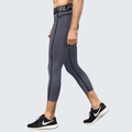 Men's grey 3/4 compression sports leggings with high-elastic waist and contrast stitching - S / Gray