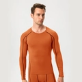 Men's compression long sleeve sports shirt in deep orange with contrast stitching - M / Orange