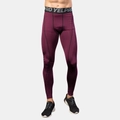 Men's PRO compression sports pants in dark burgundy with elastic waistband - S / Burgundy