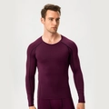 Men's dark purple compression sports suit with elastic long sleeves and athletic leggings - M / Burgundy