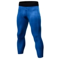 Men's compression tight 3/4 pants in blue with geometric patterns for fitness and running - S / Blue