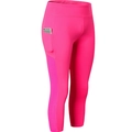 Pantalon de yoga court rose néon à taille haute avec poche latérale pour téléphone - S / Rose Rouge