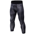 Men's Pro fitness leggings featuring dark grey honeycomb texture and elastic waistband - S / Snake Scales