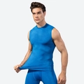 Canotta sportiva a compressione blu da uomo con trama geometrica ad alta elasticità - S / Blu