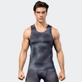 Men's dark gray snakeskin print compression vest and leggings for gym workout - Deep Gray (Snake Scale)