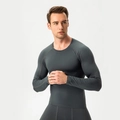 Men's PRO compression long sleeve sport t-shirt in dark grey for running and training - S / Pure Grey