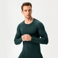 Men's PRO compression fitness t-shirt in deep green long sleeve stretch fabric - S / Dark Ink Green