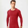 Men's dark red compression sports shirt with long sleeves for gym fitness and running - S / Red