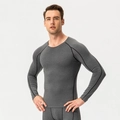 Men's dark gray compression sportswear set with long sleeve top and matching leggings - S / Heather Grey