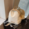 Mini cream and light brown casual backpack for women with adjustable straps - Off White