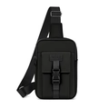 Waterproof black oxford chest bag for men with adjustable shoulder strap and sport logo - Black