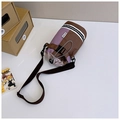 Brown and purple checkered bicycle water bottle bag with adjustable shoulder strap - No Pendant / Purple