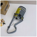 Checkered cylinder bicycle bag in grey and yellow with drawstring closure and strap - No Pendant / Yellow