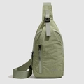 Minimalist light green crossbody chest bag with water-resistant crinkle fabric texture - Green