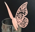 Cartes de verre papillon 3D découpées au laser rose pêche pour décoration de mariage - Rose