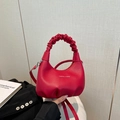 Borsa tote rossa capiente con manico a pieghe e tracolla regolabile per donna elegante - Rosso