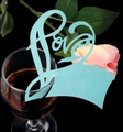 Laser cut light blue heart Love place cards for wine glasses at wedding events - Tiffany Blue