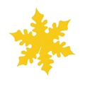 Flat lay of yellow snowflake place cards for wine glasses and Christmas party decor - Gold
