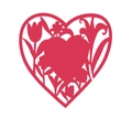 Segnaposti a forma di cuore rosso traforato per calici con intricati intagli floreali - Rosso Perlato