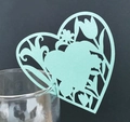 Segnaposto a forma di cuore intagliati al laser per decorazione di calici da vino - Blu Tiffany