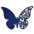 Laser cut navy blue butterfly place card with elegant hollow pattern for weddings - Magic Blue