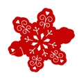 Tarjetas de mesa de copos de nieve rojos cortados con láser con motivos de corazones para Navidad - Rojo Perlado