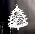 Marque-place sapin de Noël blanc découpé au laser pour verres avec motifs de flocon - Blanc
