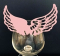 Roze holle engelenvleugel naamkaartjes voor wijnglas decoratie op bruiloften - Roze