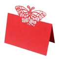 Elegante segnaposto a farfalla tagliato al laser rosso per tavoli da matrimonio e banchetti - Rosso Perlato