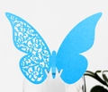 Detailed laser-cut sky blue butterfly wine glass card with intricate hollow vine patterns - Sky Blue