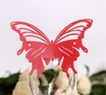 Hollow laser-cut red butterfly wine glass place cards for wedding table decorations - Red