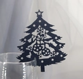Marque-place de sapin de Noël noir découpé au laser avec motifs d'étoiles et de flocons - Noir Perlé