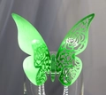 Carte de verre papillon vert découpée au laser avec motif de rose ajouré élégant - Vert Réfléchissant